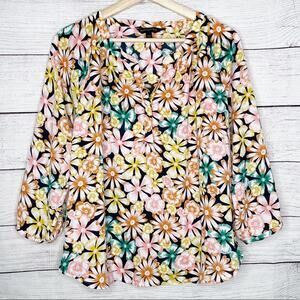 Banana Republic Bright Colorful Multicolor Floral Print Blouse PS